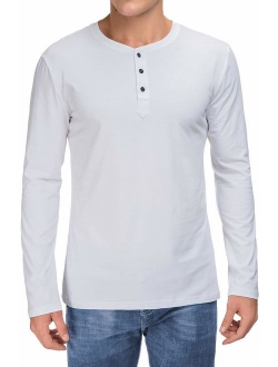 Boisouey Men's Casual Slim Fit Long Sleeve Henley T-Shirts Cotton Shirts