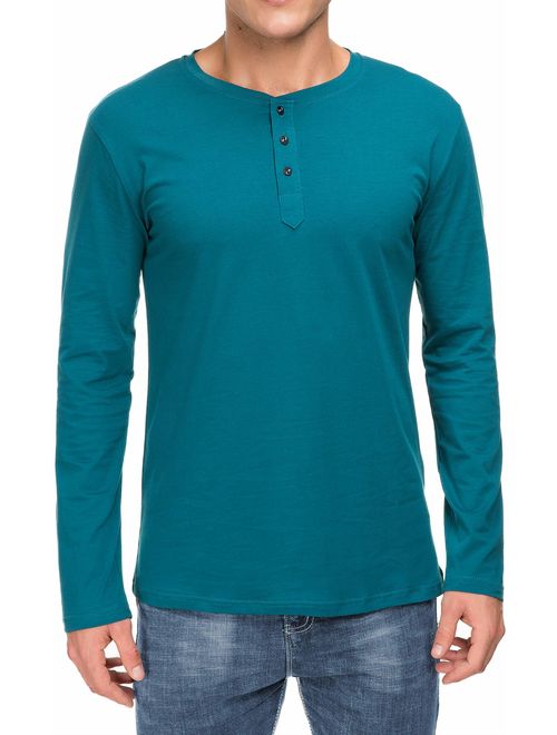 Boisouey Men's Casual Slim Fit Long Sleeve Henley T-Shirts Cotton Shirts