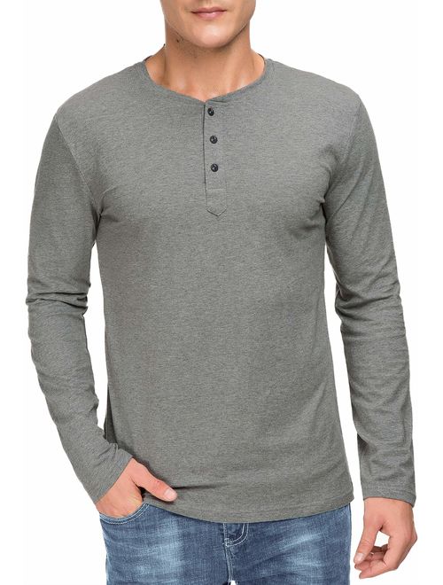 Boisouey Men's Casual Slim Fit Long Sleeve Henley T-Shirts Cotton Shirts