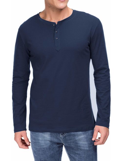 Boisouey Men's Casual Slim Fit Long Sleeve Henley T-Shirts Cotton Shirts