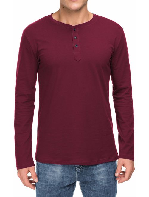 Boisouey Men's Casual Slim Fit Long Sleeve Henley T-Shirts Cotton Shirts