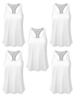 Women's 5 Pack Everyday Flowy Burnout Racer Back Active Workout Tank Tops