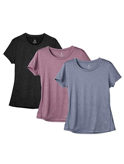 icyzone Workout Running Tshirts for Women - Fitness Athletic Yoga Tops Exercise Gym Shirts (Pack of 3)