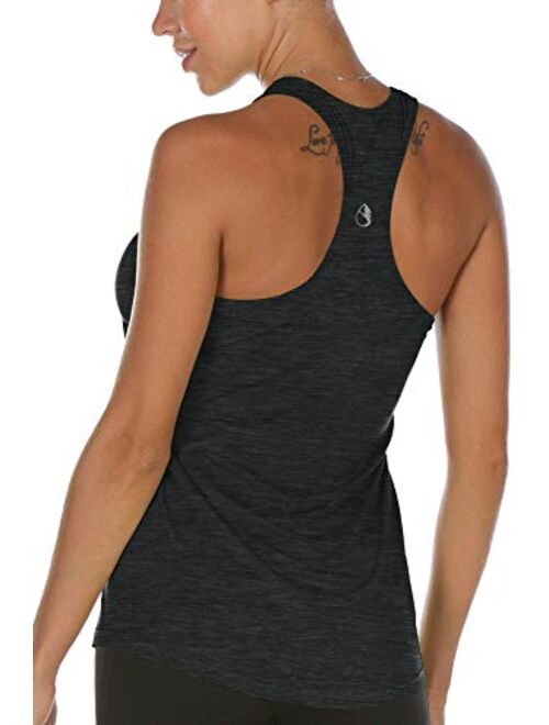 icyzone Workout Tank Tops for Women - Racerback Athletic Yoga Tops, Running Exercise Gym Shirts