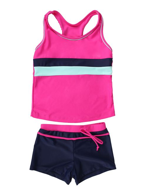 JerrisApparel Little Girls' Summer Two Piece Boyshort Tankini Kids Swimsuit