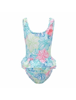 Girls One Piece Swimsuits Hawaiian Ruffle Swimwear Beach Bathing Suit