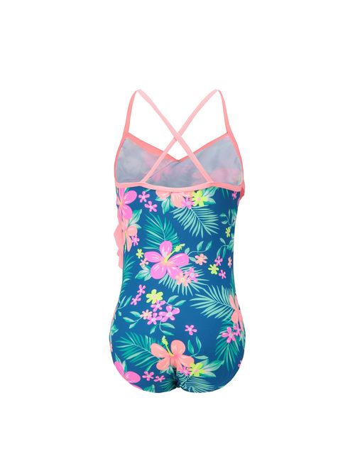 Girls One Piece Swimsuits Hawaiian Ruffle Swimwear Beach Bathing Suit