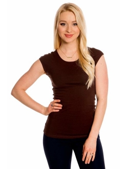 Heirloom Cap Sleeve Tee USA Made Extra Length Layering Comfy Slim Fit Womens Tshirt