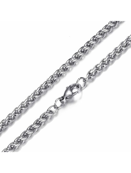 Mens Stainless Steel Crown Key Pendant Necklace with 24 Inches Link Chain