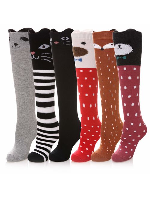 Color City Girls Socks Knee High Stockings Cartoon Animal Warm Cotton Socks