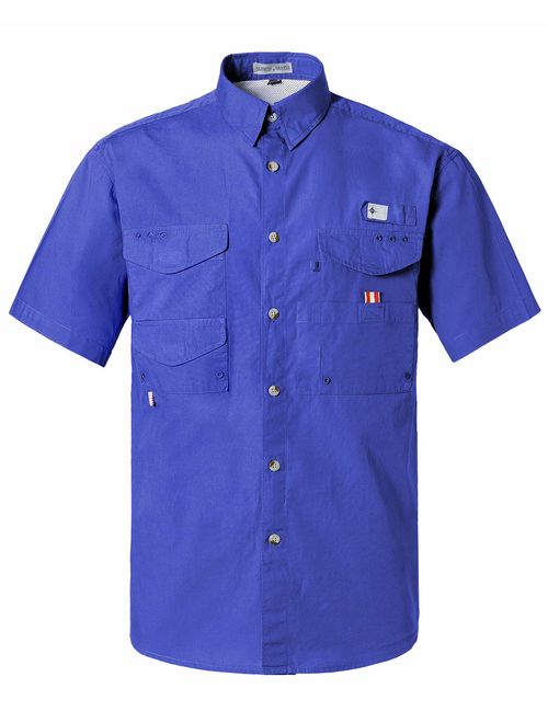 Alimens & Gentle Short Sleeve Wicking Fabric Sun Protection Fishing Casual Shirts