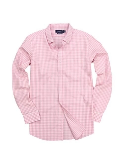 Men's Long Sleeve Button Down Stretch Fit Gingham Plaid Shirt