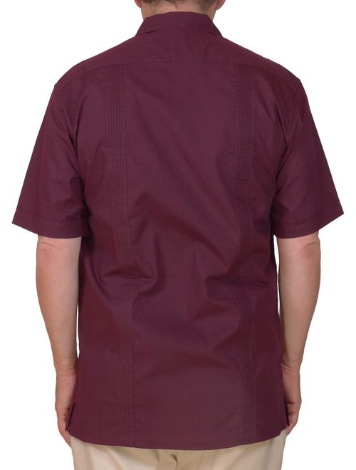 Squish Cuban Style Guayabera Shirt/Burgundy Red