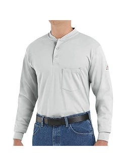 Bulwark Men's Flame Resistant 6.25 Oz Cotton Long Sleeve Tagless Henley Shirt