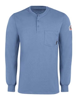 Bulwark Men's Flame Resistant 6.25 Oz Cotton Long Sleeve Tagless Henley Shirt