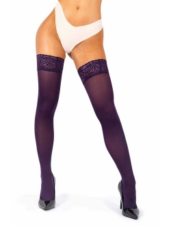 sofsy Lace Thigh High Stockings for Women - Hold Up Nylon Pantyhose 60 Den [Made in Italy]