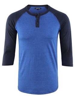 DESPLATO Men's Casual Vintage 3/4 Sleeve Henley Baseball Jersey Knit T Shirts