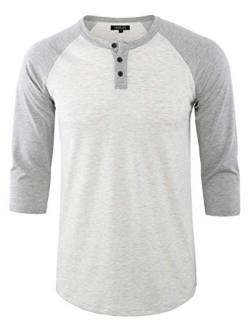 DESPLATO Men's Casual Vintage 3/4 Sleeve Henley Baseball Jersey Knit T Shirts