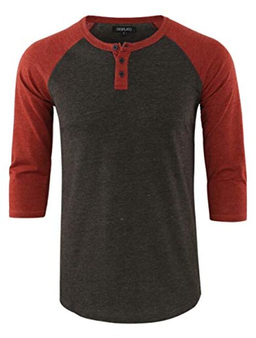 DESPLATO Men's Casual Vintage 3/4 Sleeve Henley Baseball Jersey Knit T Shirts