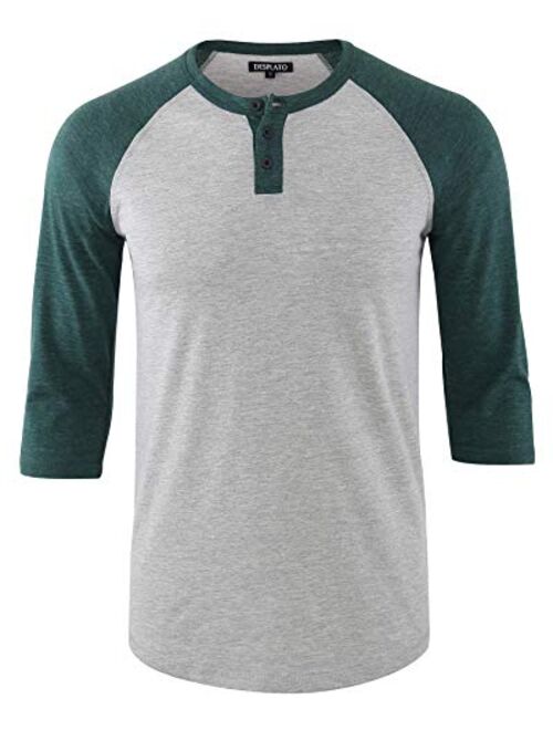 DESPLATO Men's Casual Vintage 3/4 Sleeve Henley Baseball Jersey Knit T Shirts