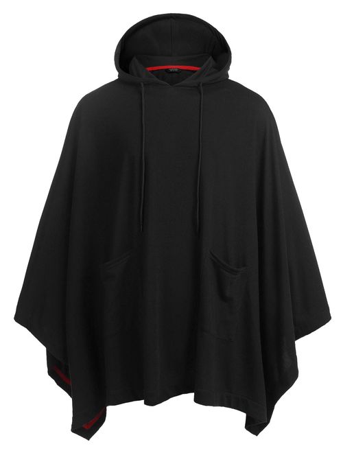 COOFANDY Unisex Casual Hooded Poncho Cape Cloak Fashion Coat Hoodie Pullover with Pocket