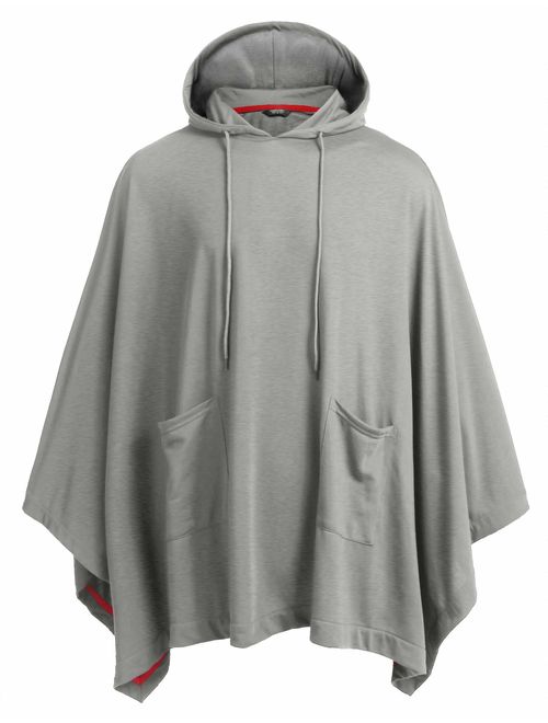 COOFANDY Unisex Casual Hooded Poncho Cape Cloak Fashion Coat Hoodie Pullover with Pocket