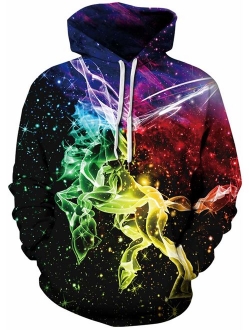 Pandolah Men's Athletic 3D Animal Cosmic Galaxy Printed Hoodies Sweatshirts