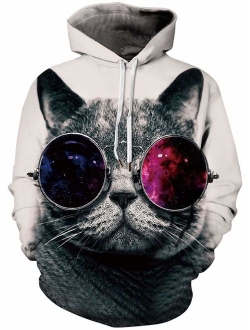 Pandolah Men's Athletic 3D Animal Cosmic Galaxy Printed Hoodies Sweatshirts