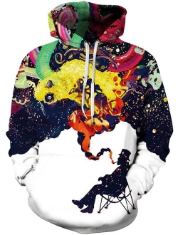 Pandolah Men's Athletic 3D Animal Cosmic Galaxy Printed Hoodies Sweatshirts