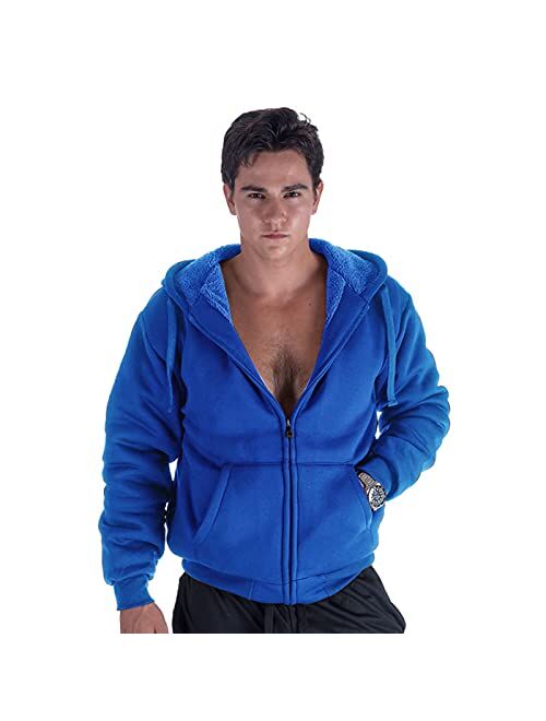 Yasumond Men's Hoodies Full Zip Sherpa Lined Heavyweight Fleece Warm Sweatshirts Big and Tall