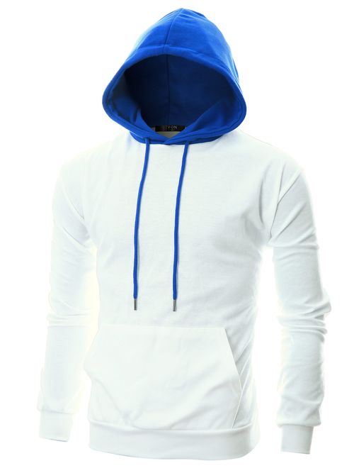 GIVON Mens Slim Fit Long Sleeve Lightweight Raglan Zip-up Hoodie with Kanga Pocket