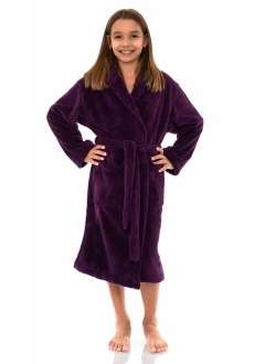 TowelSelections Girls Robe, Kids Plush Shawl Fleece Bathrobe