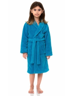 TowelSelections Girls Robe, Kids Plush Shawl Fleece Bathrobe