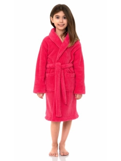 TowelSelections Girls Robe, Kids Plush Shawl Fleece Bathrobe