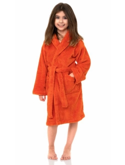 TowelSelections Girls Robe, Kids Plush Shawl Fleece Bathrobe