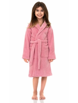 TowelSelections Girls Robe, Kids Plush Shawl Fleece Bathrobe