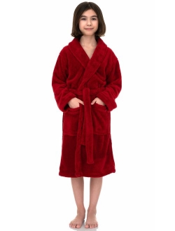 TowelSelections Girls Robe, Kids Plush Shawl Fleece Bathrobe