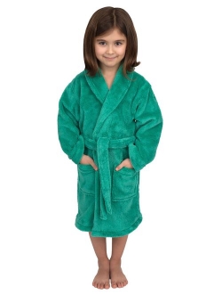 TowelSelections Girls Robe, Kids Plush Shawl Fleece Bathrobe