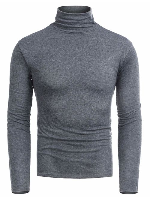 RAGEMALL Mens Basic Turtleneck Thermal Long Sleeve T-Shirt Sweatshirt Cozy Pullover Tops