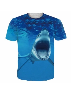 RAISEVERN Unisex Casual 3D Pattern Printed Short Sleeve T-Shirts Top Tees