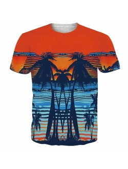 RAISEVERN Unisex Casual 3D Pattern Printed Short Sleeve T-Shirts Top Tees