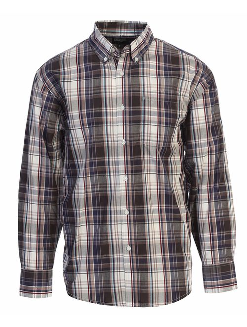 Gioberti Men's Long Sleeve Plaid Big and Tall Shirt