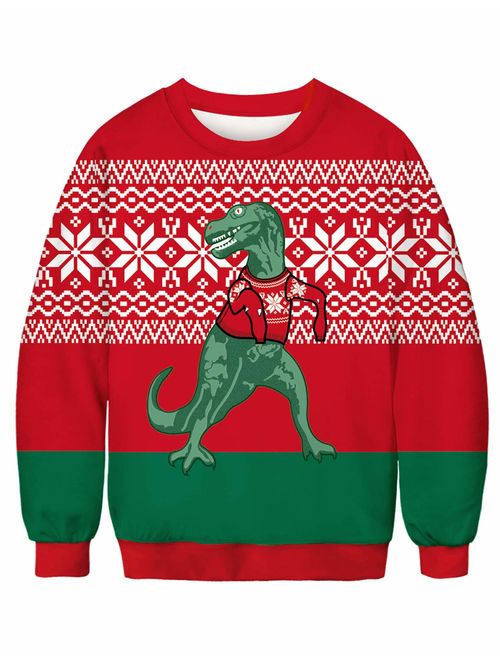 PIZOFF Unisex Ugly Chritmas Sweatshirts 3D Digital Printing Pullover Sweatshirts