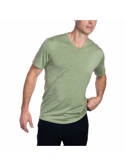 Woolly Clothing Men's Merino Wool V-Neck Tee Shirt - Everyday Weight - Wicking Breathable Anti-Odor