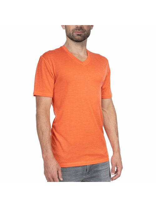 Woolly Clothing Men's Merino Wool V-Neck Tee Shirt - Everyday Weight - Wicking Breathable Anti-Odor