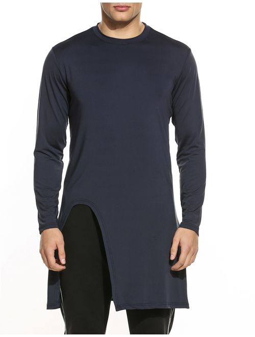 Coofandy Men's Fashion Long Hem Long Sleeve Slim Fit Pullover T Shirt