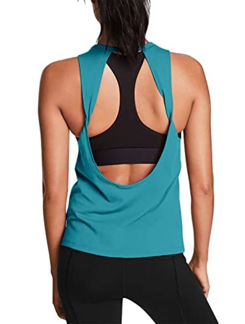 Mippo Womens Cute Workout Tops Open Back Yoga Shirts Gym Clothes Running Tank Tops