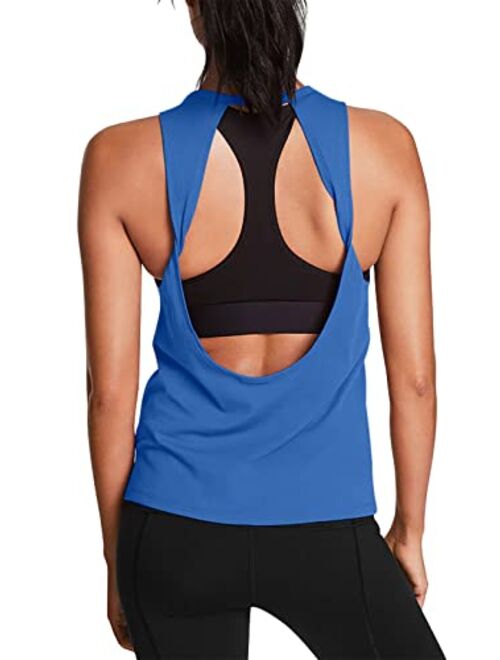 Mippo Womens Cute Workout Tops Open Back Yoga Shirts Gym Clothes Running Tank Tops