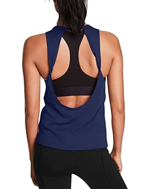 Mippo Womens Cute Workout Tops Open Back Yoga Shirts Gym Clothes Running Tank Tops