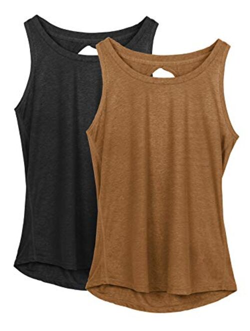 icyzone Yoga Tops Activewear Workout Clothes Open Back Fitness Racerback Tank Tops for Women(Pack of 2)